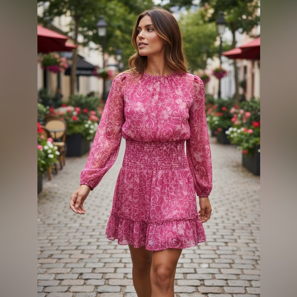 LIKELY Simone Pink Floral Dress in Dahlia Mauve